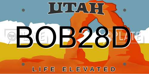 BOB28D Utah License Plate
