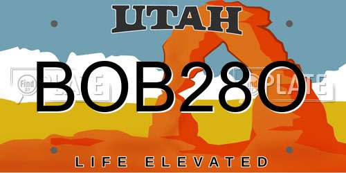 BOB28O Utah License Plate