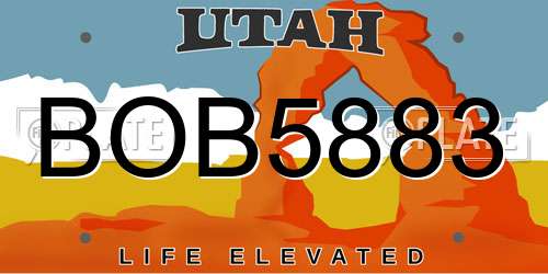 BOB5883 Utah License Plate