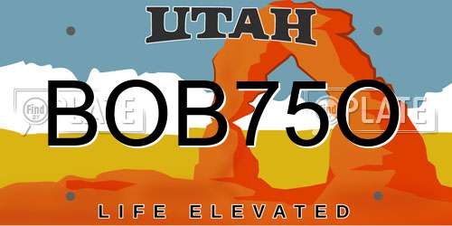 BOB75O Utah License Plate