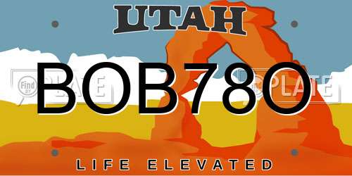 BOB78O Utah License Plate