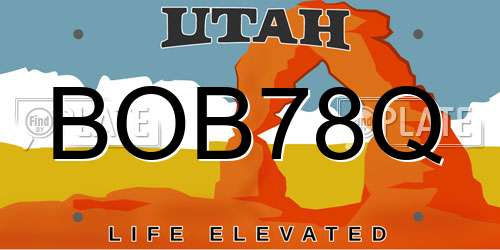 BOB78Q Utah License Plate
