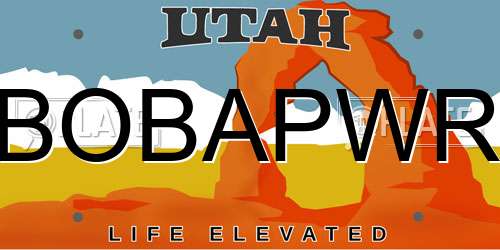 BOBAPWR Utah License Plate