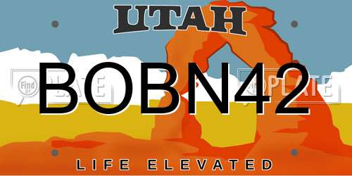 BOBN42 Utah License Plate