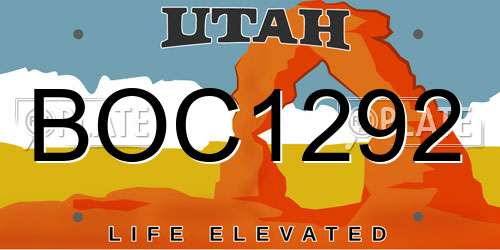 BOC1292 Utah License Plate