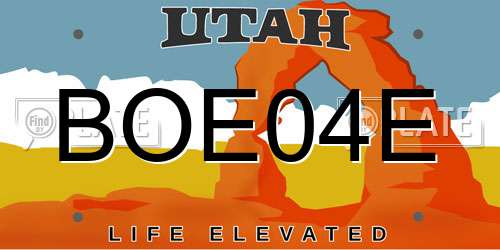 BOE04E Utah License Plate