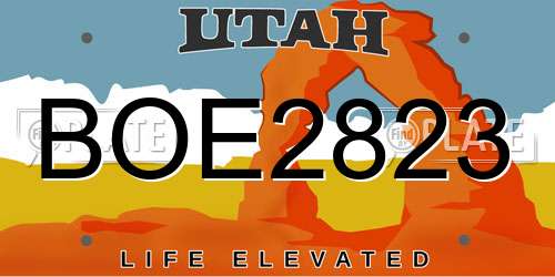 BOE2823 Utah License Plate