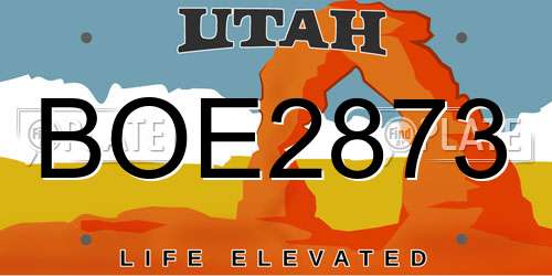 BOE2873 Utah License Plate