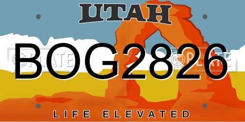 BOG2826 Utah License Plate