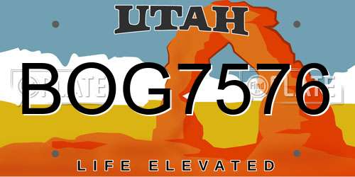 BOG7576 Utah License Plate