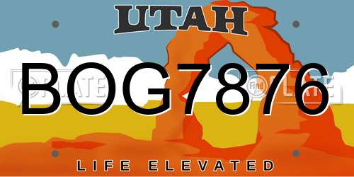 BOG7876 Utah License Plate