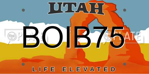 BOIB75 Utah License Plate