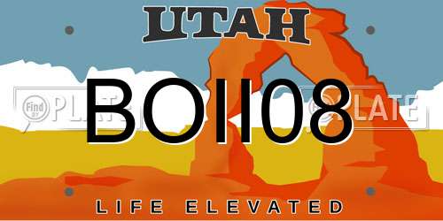 BOII08 Utah License Plate