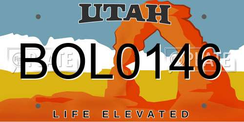 BOL0146 Utah License Plate