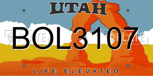 BOL3107 Utah License Plate