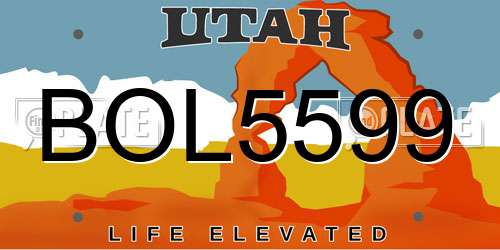 BOL5599 Utah License Plate