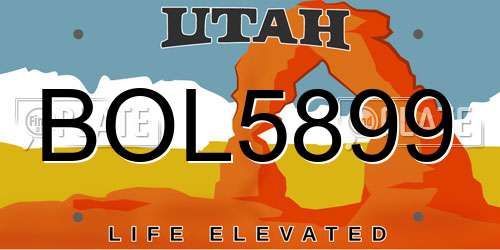 BOL5899 Utah License Plate