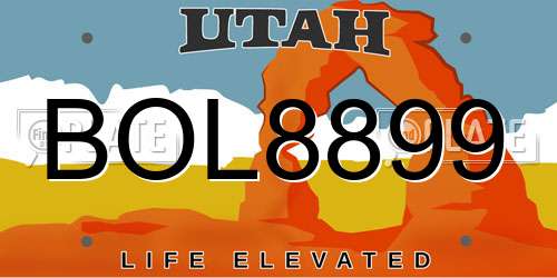 BOL8899 Utah License Plate
