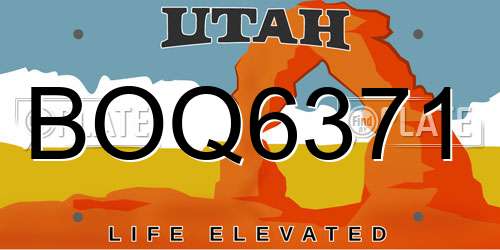 BOQ6371 Utah License Plate