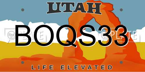 BOQS33 Utah License Plate