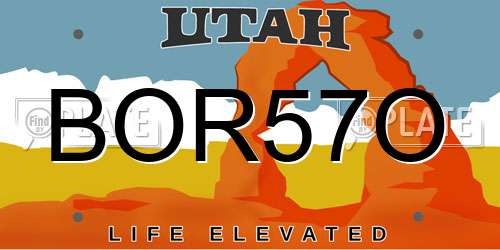 BOR57O Utah License Plate