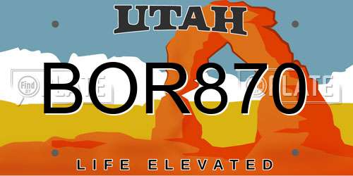 BOR870 Utah License Plate