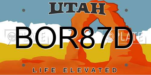 BOR87D Utah License Plate