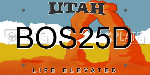 BOS25D Utah License Plate