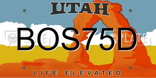 BOS75D Utah License Plate