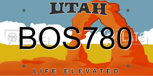 BOS780 Utah License Plate