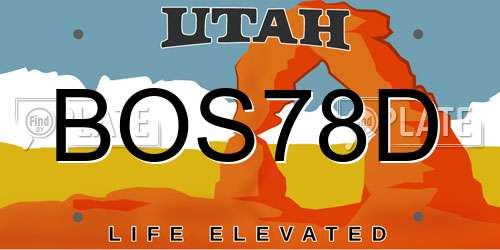 BOS78D Utah License Plate