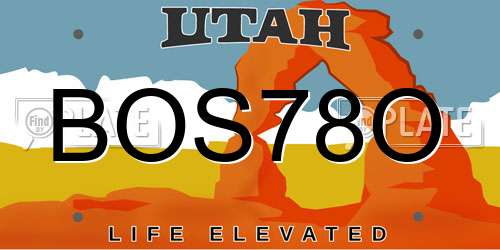 BOS78O Utah License Plate