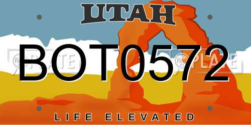 BOT0572 Utah License Plate