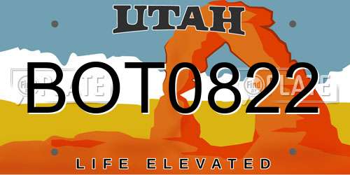 BOT0822 Utah License Plate