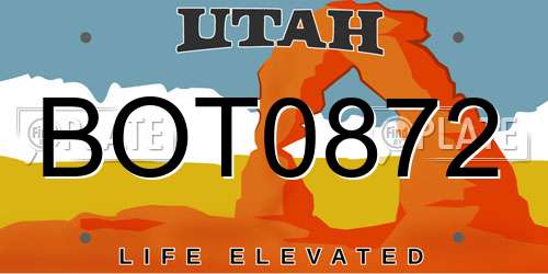BOT0872 Utah License Plate