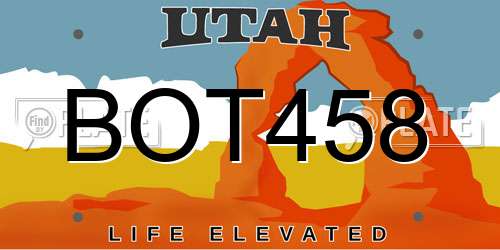 BOT458 Utah License Plate