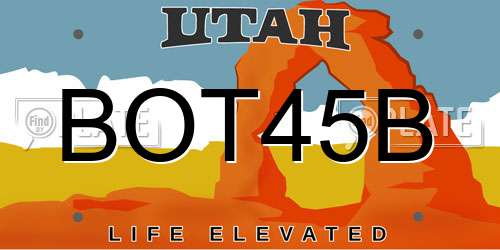 BOT45B Utah License Plate
