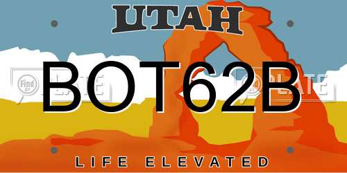 BOT62B Utah License Plate