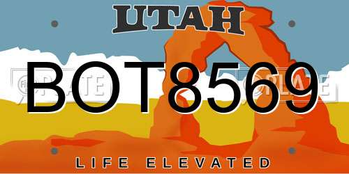BOT8569 Utah License Plate