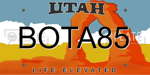 BOTA85 Utah License Plate