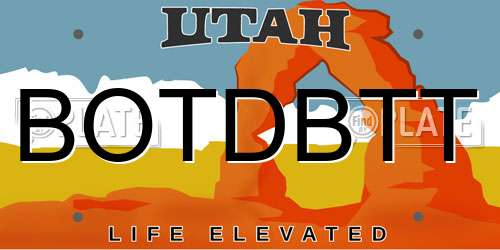 BOTDBTT Utah License Plate