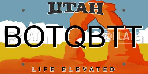 BOTQBTT Utah License Plate