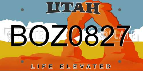 BOZ0827 Utah License Plate