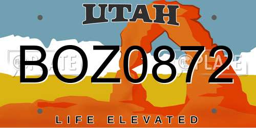 BOZ0872 Utah License Plate