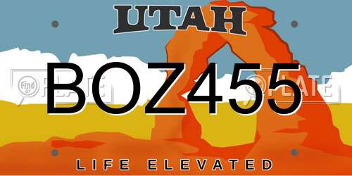 BOZ455 Utah License Plate