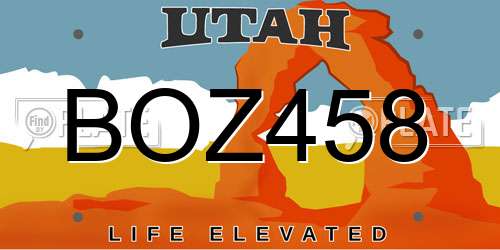 BOZ458 Utah License Plate