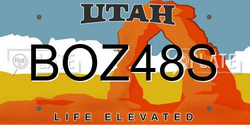 BOZ48S Utah License Plate