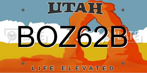 BOZ62B Utah License Plate