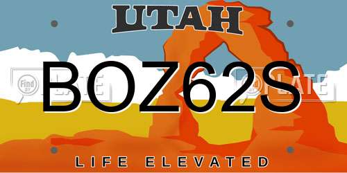 BOZ62S Utah License Plate
