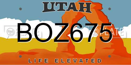 BOZ675 Utah License Plate